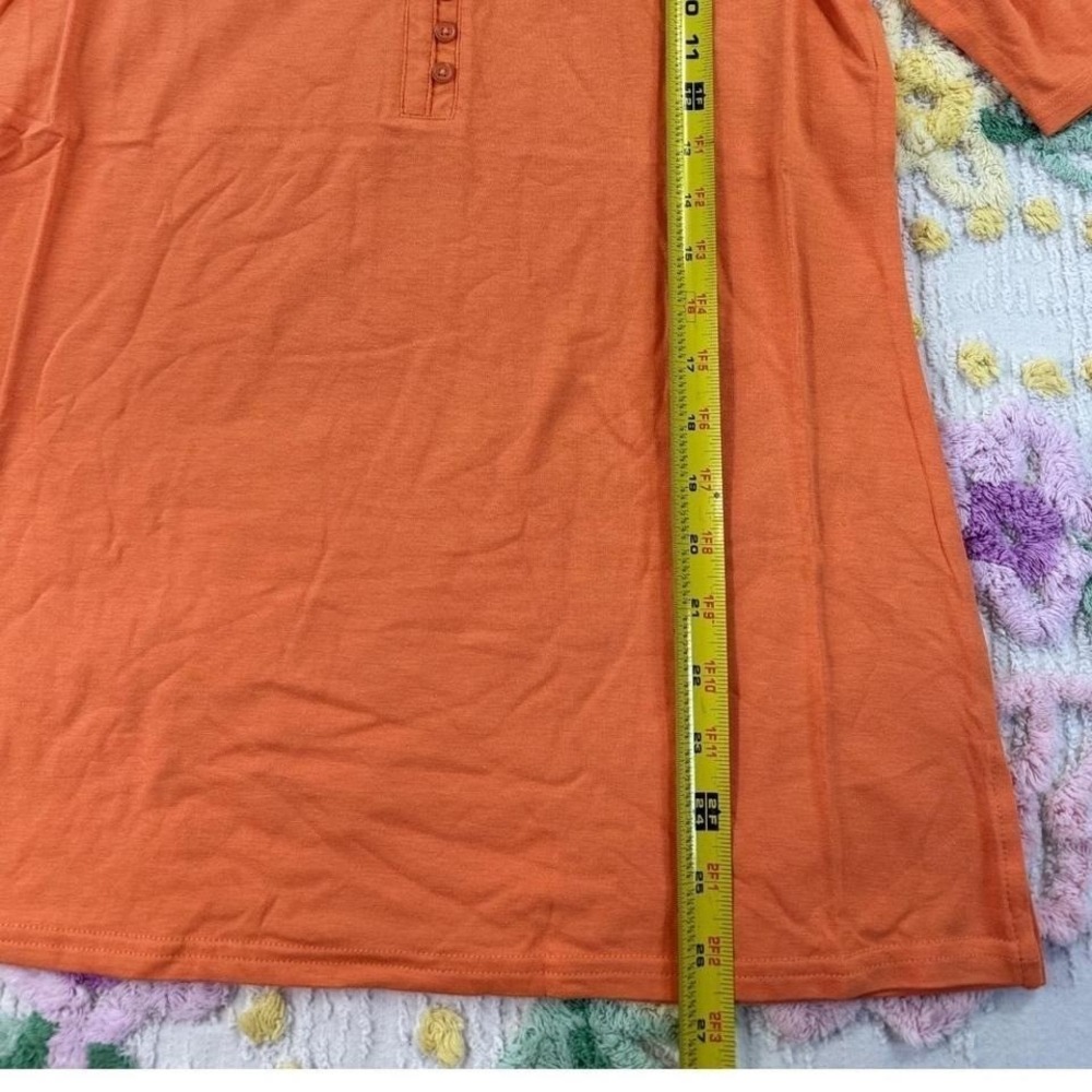 Laurie Felt Tangerine Orange Bamboo Cotton Henley Top A601119 XS - Picture 3 of 9